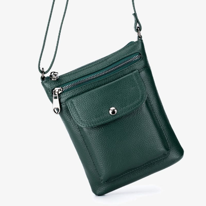 Handytasche mit mehreren Taschen für Damen aus echtem Leder
