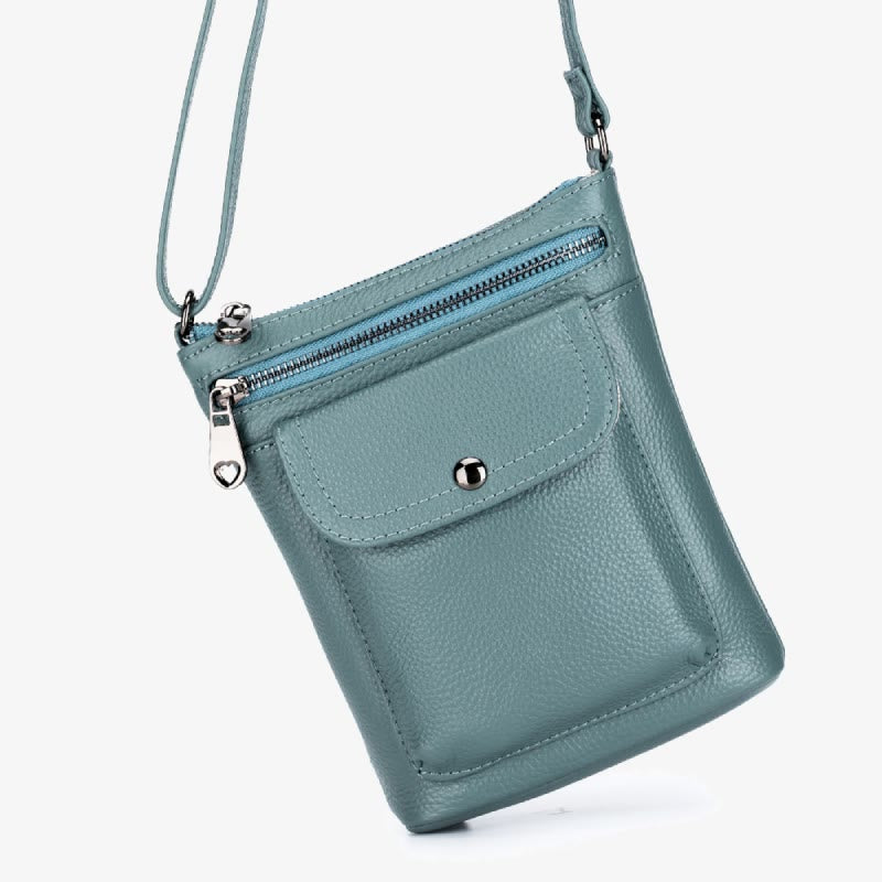 Handytasche mit mehreren Taschen für Damen aus echtem Leder