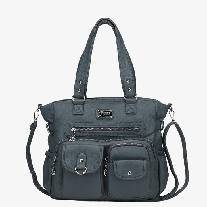 Große Umhängetasche für Damen mit mehreren Taschen und zwei Verwendungsmöglichkeiten