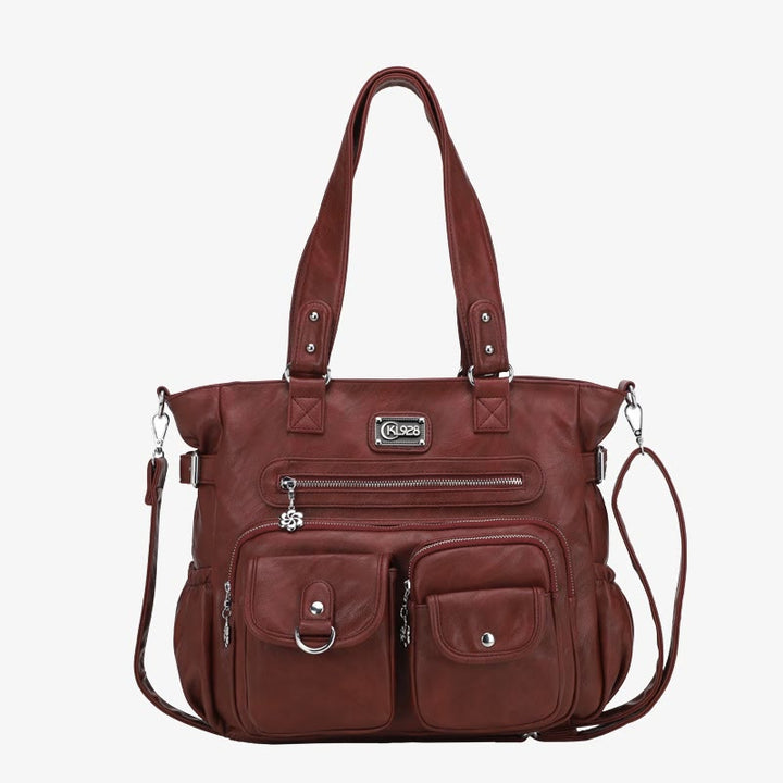 Große Umhängetasche für Damen mit mehreren Taschen und zwei Verwendungsmöglichkeiten