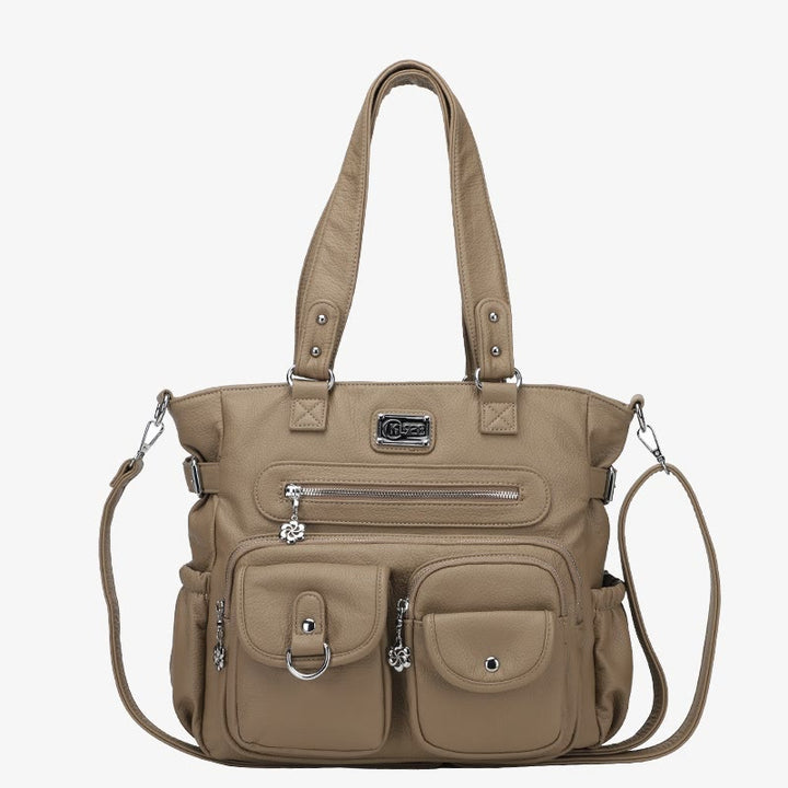 Große Umhängetasche für Damen mit mehreren Taschen und zwei Verwendungsmöglichkeiten