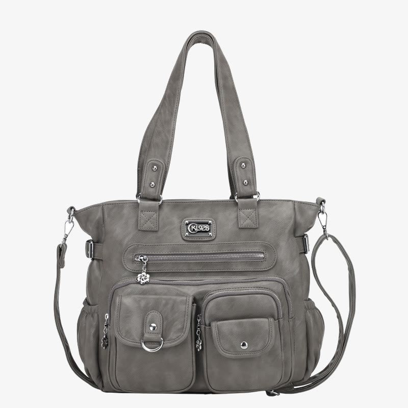 Große Umhängetasche für Damen mit mehreren Taschen und zwei Verwendungsmöglichkeiten