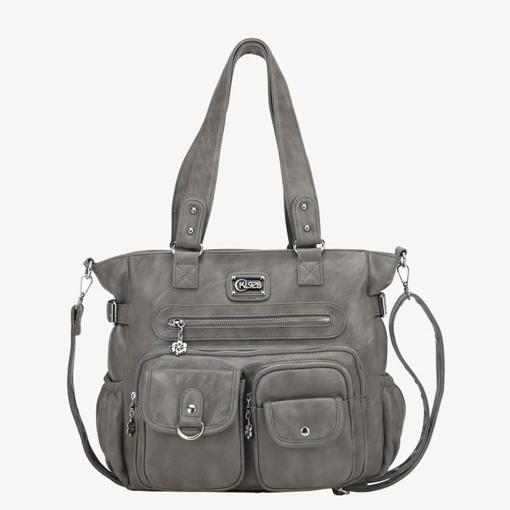Große Umhängetasche für Damen mit mehreren Taschen und zwei Verwendungsmöglichkeiten