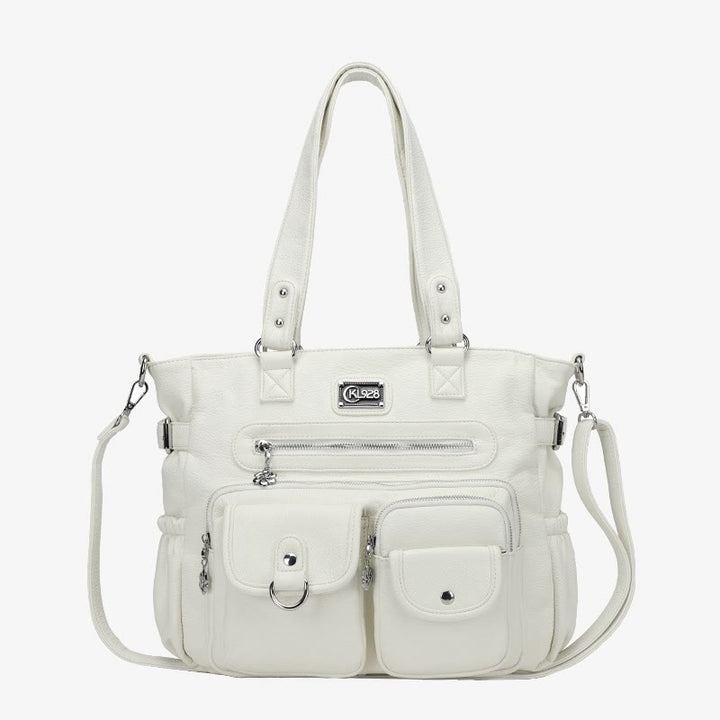 Große Umhängetasche für Damen mit mehreren Taschen und zwei Verwendungsmöglichkeiten