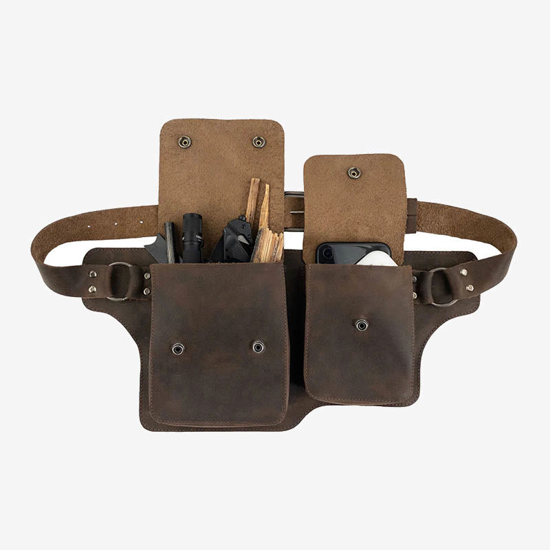 Vintage Fahrrad-Hüfttasche, doppeltes Hauptfach, Leder-Gürteltasche