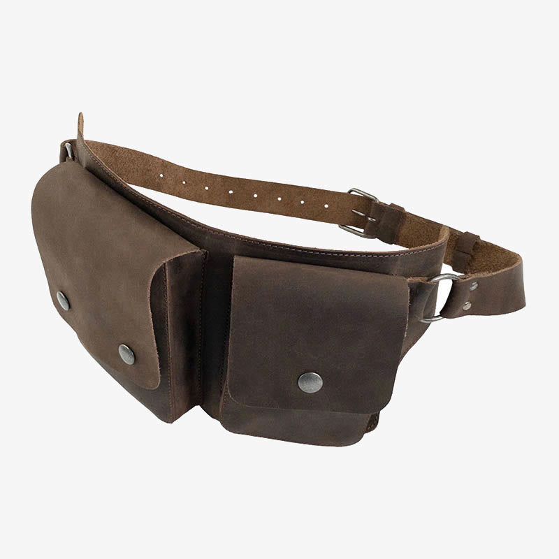 Vintage Fahrrad-Hüfttasche, doppeltes Hauptfach, Leder-Gürteltasche