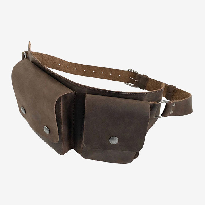 Vintage Fahrrad-Hüfttasche, doppeltes Hauptfach, Leder-Gürteltasche