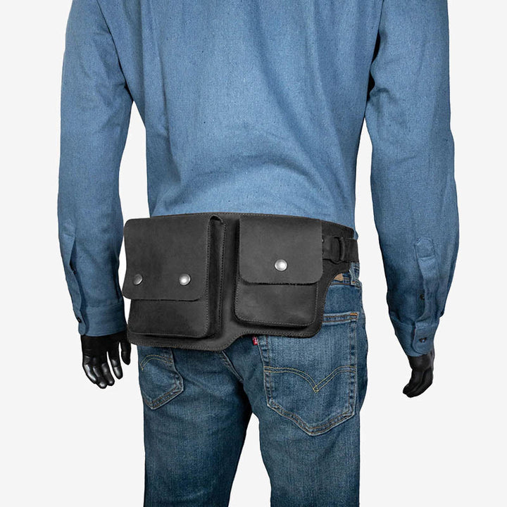 Vintage Fahrrad-Hüfttasche, doppeltes Hauptfach, Leder-Gürteltasche