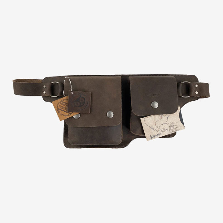 Vintage Fahrrad-Hüfttasche, doppeltes Hauptfach, Leder-Gürteltasche