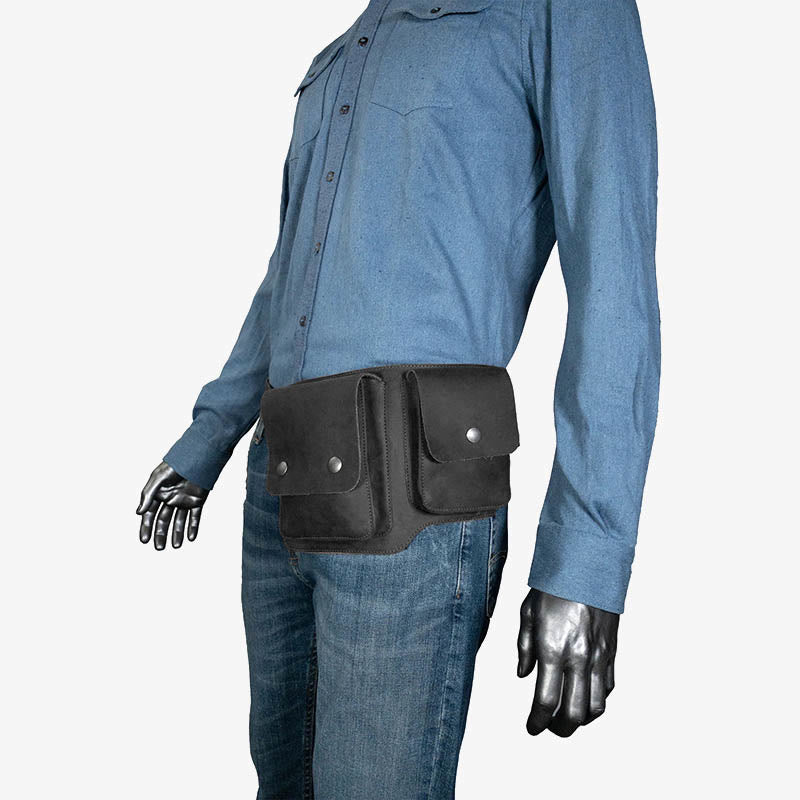 Vintage Fahrrad-Hüfttasche, doppeltes Hauptfach, Leder-Gürteltasche