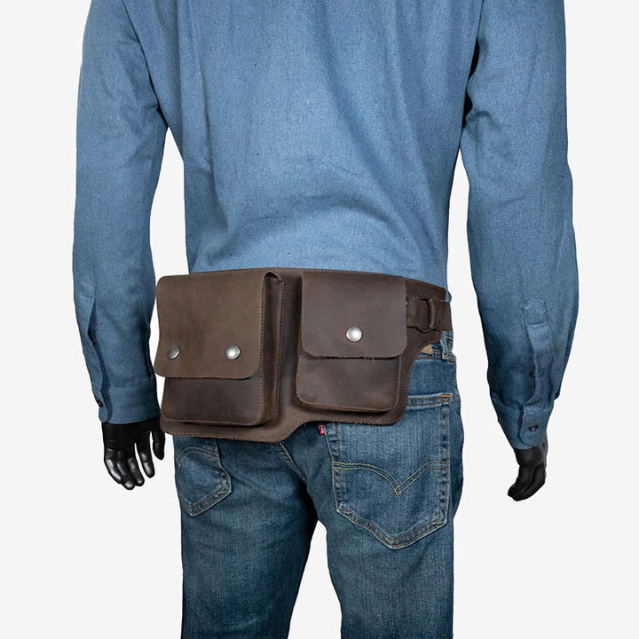 Vintage Fahrrad-Hüfttasche, doppeltes Hauptfach, Leder-Gürteltasche