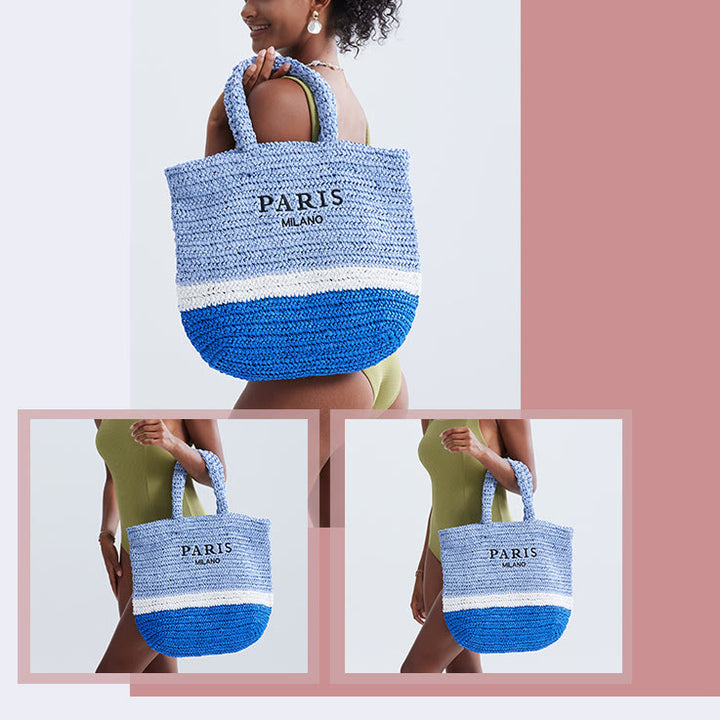 Strandtasche für Damen, Sommer, Strandparty, lässige Strohhandtasche