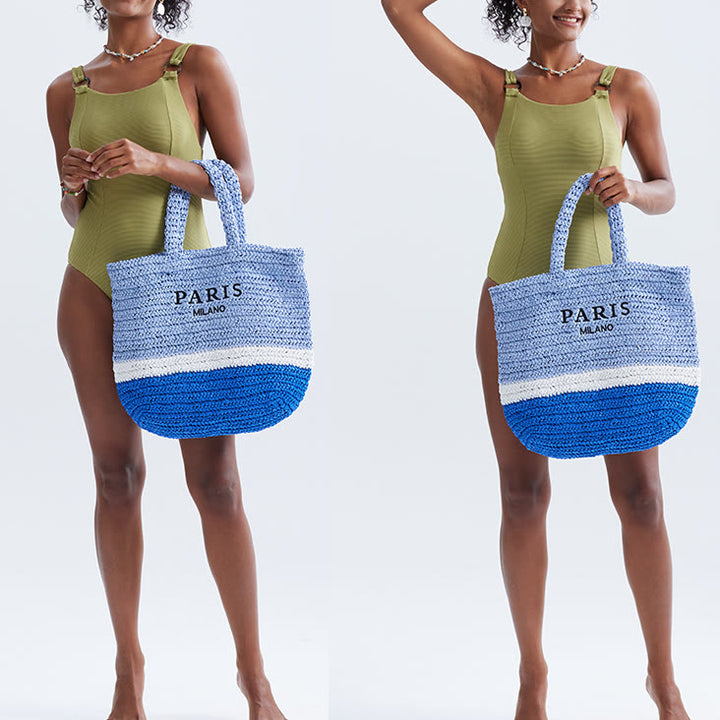Strandtasche für Damen, Sommer, Strandparty, lässige Strohhandtasche