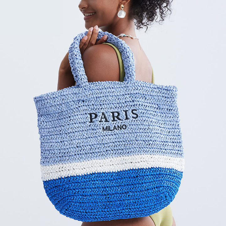 Strandtasche für Damen, Sommer, Strandparty, lässige Strohhandtasche