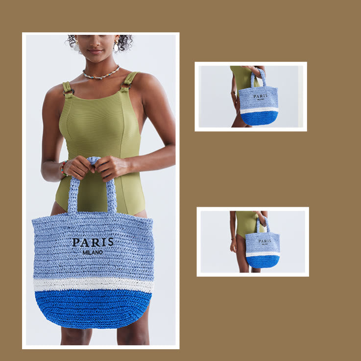 Strandtasche für Damen, Sommer, Strandparty, lässige Strohhandtasche