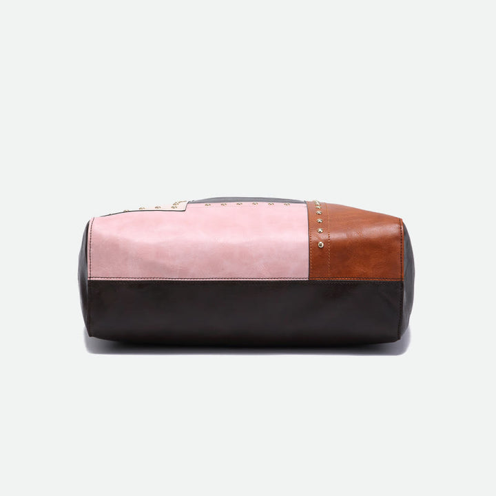 Retro-Tragetasche für Damen, große Kapazität, Spleißleder, Handtasche, Schultertasche