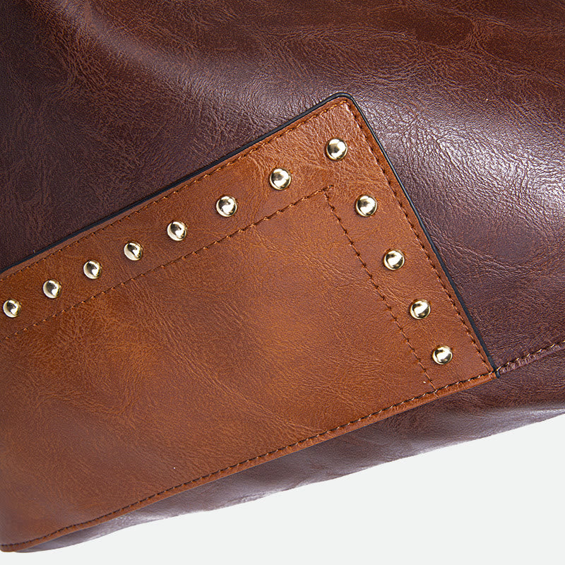 Retro-Tragetasche für Damen, große Kapazität, Spleißleder, Handtasche, Schultertasche