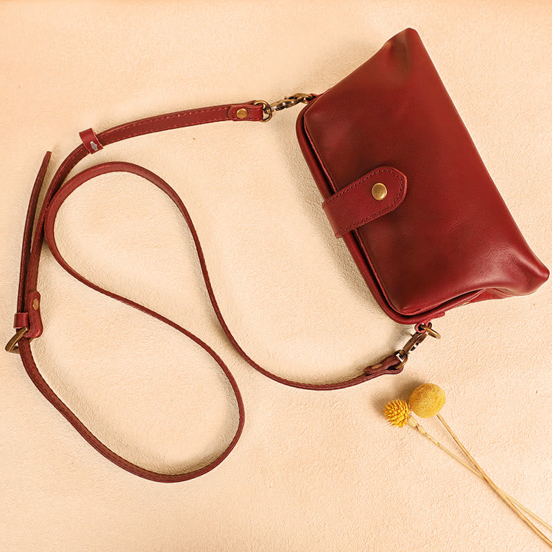 Retro-Handtasche aus echtem Leder mit einzigartiger Öffnung