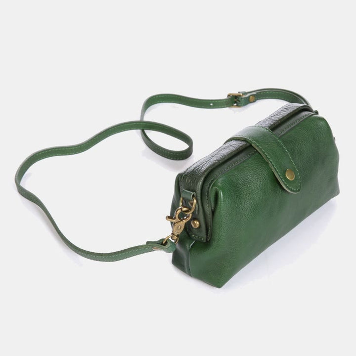 Retro-Handtasche aus echtem Leder mit einzigartiger Öffnung