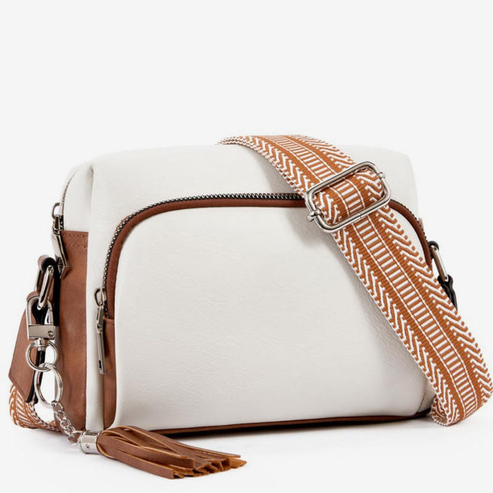Trendy Umhängetasche aus Kunstleder für Damen, mittelgroße Schultertasche mit Quaste