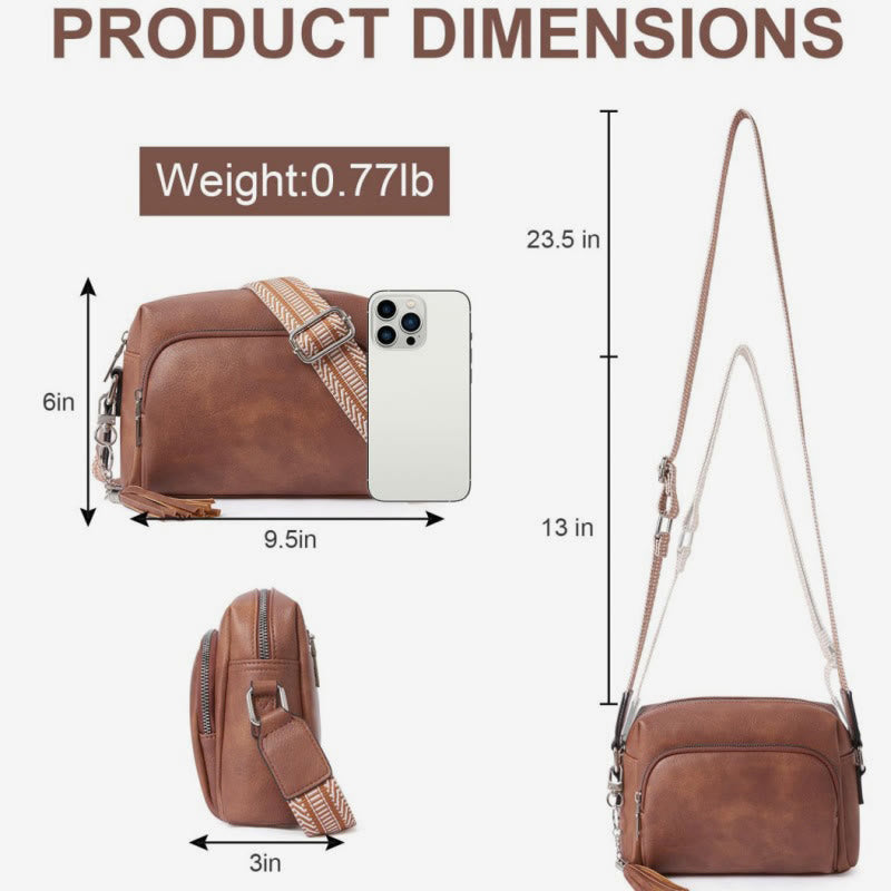 Trendy Umhängetasche aus Kunstleder für Damen, mittelgroße Schultertasche mit Quaste