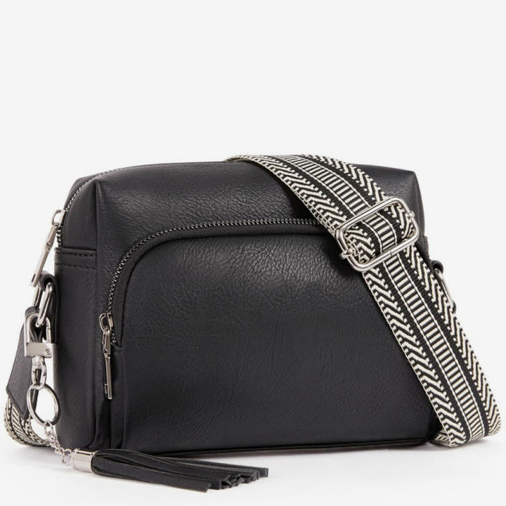 Trendy Umhängetasche aus Kunstleder für Damen, mittelgroße Schultertasche mit Quaste