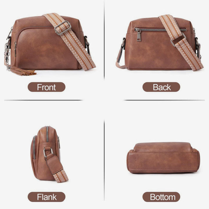 Trendy Umhängetasche aus Kunstleder für Damen, mittelgroße Schultertasche mit Quaste