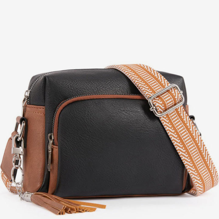 Trendy Umhängetasche aus Kunstleder für Damen, mittelgroße Schultertasche mit Quaste
