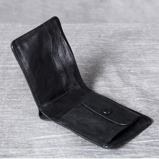Weiche, zweifach gefaltete Retro-Geldbörse für Damen und Herren, handgefertigt, aus echtem Leder