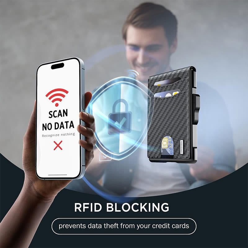 Minimalistischer Schnellzugriffs-Kartenhalter, Pop-Up-Hülle, RFID-blockierende Ledergeldbörse