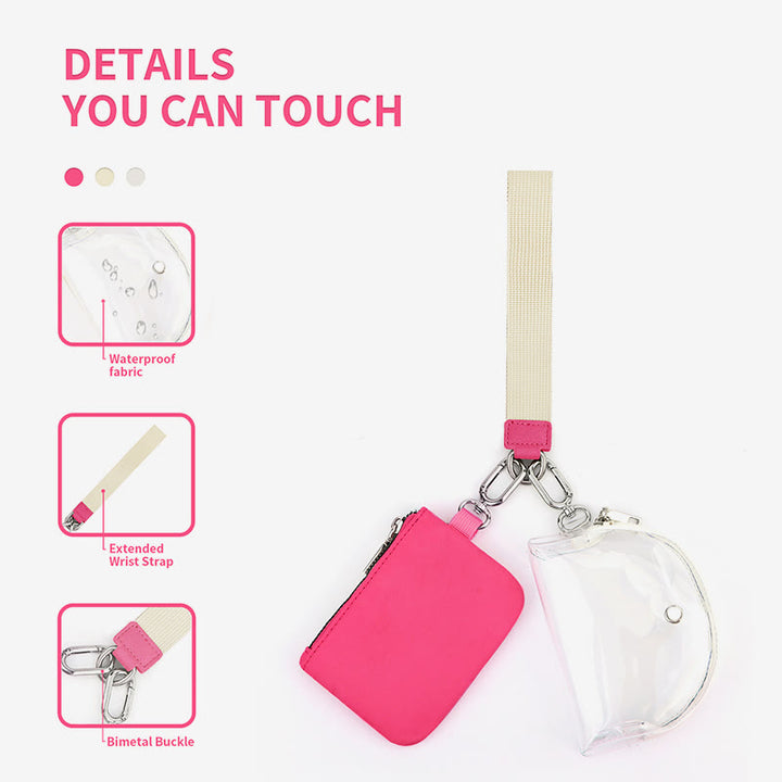 Mini-Geldbörse mit Armband für Damen, leichtes Münzfach aus Nylon