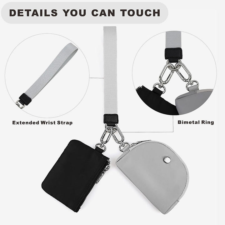 Mini-Geldbörse mit Armband für Damen, leichtes Münzfach aus Nylon