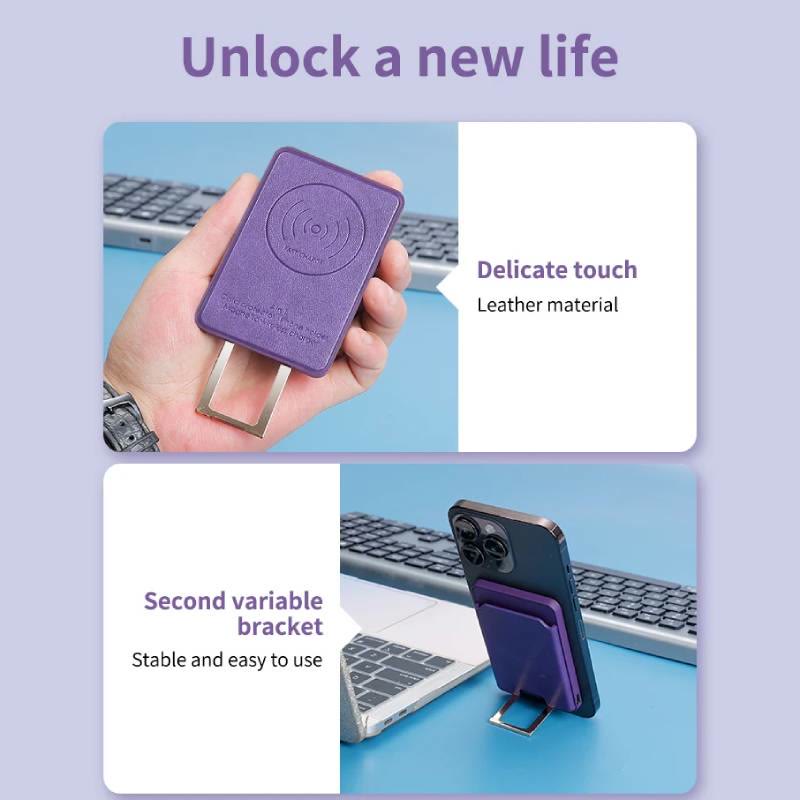 4-IN-1 Magsafe Wallet für iPhone Kabelloses Ladecase mit Kartenhalter