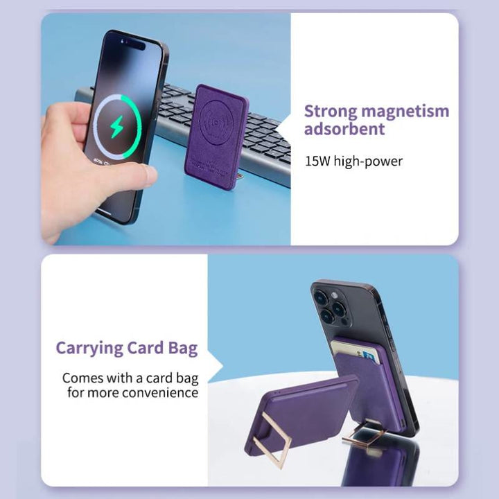 4-IN-1 Magsafe Wallet für iPhone Kabelloses Ladecase mit Kartenhalter
