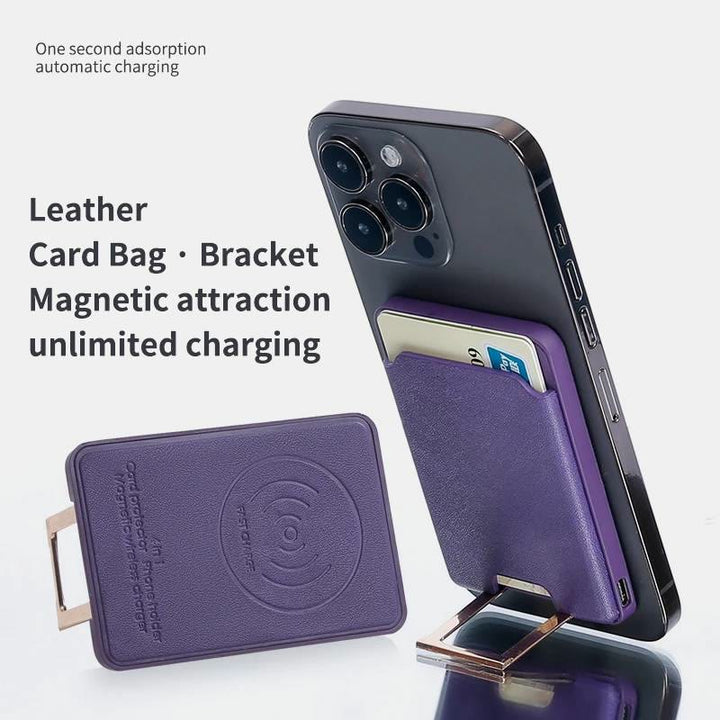 4-IN-1 Magsafe Wallet für iPhone Kabelloses Ladecase mit Kartenhalter