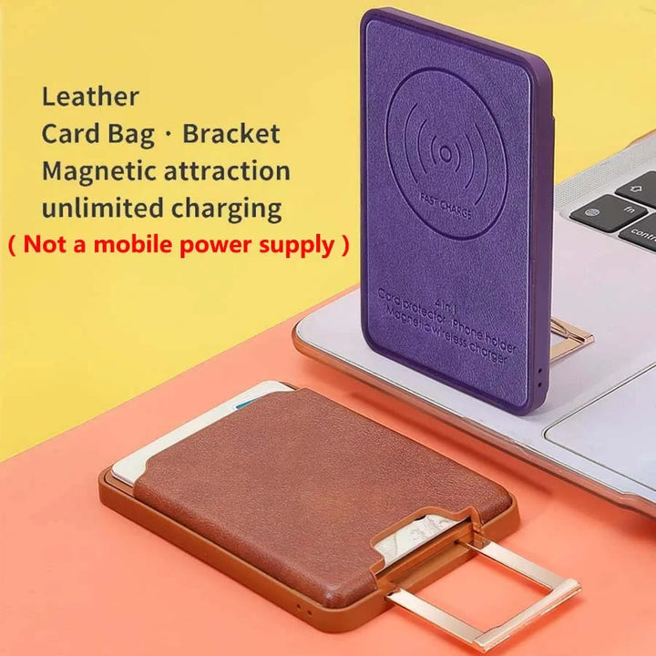 4-IN-1 Magsafe Wallet für iPhone Kabelloses Ladecase mit Kartenhalter