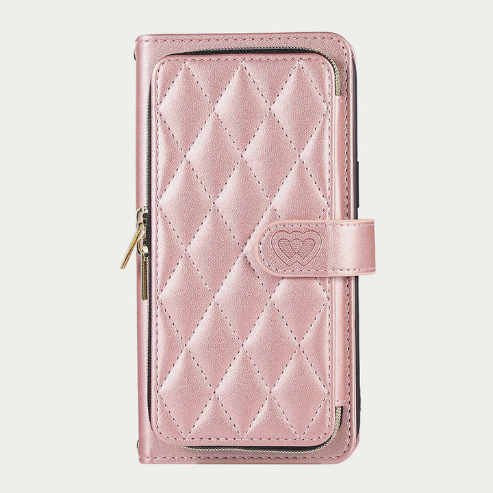 Handyhülle mit Reißverschluss und Clutch für iPhone, mit Umhängegurt und Handschlaufe
