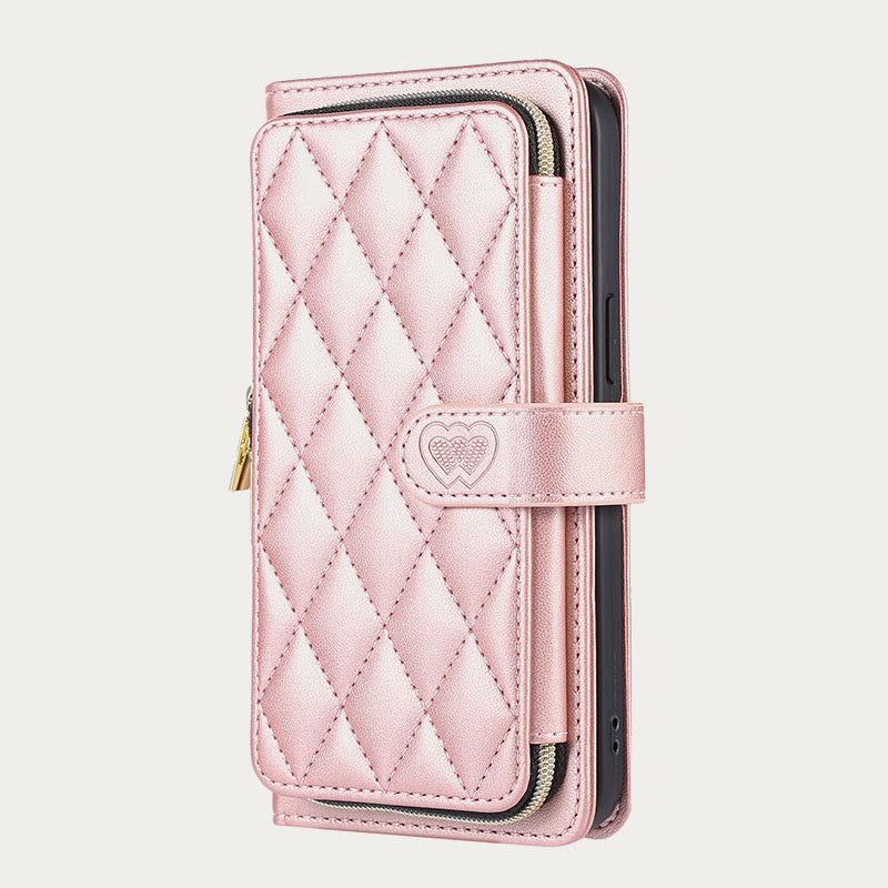 Handyhülle mit Reißverschluss und Clutch für iPhone, mit Umhängegurt und Handschlaufe