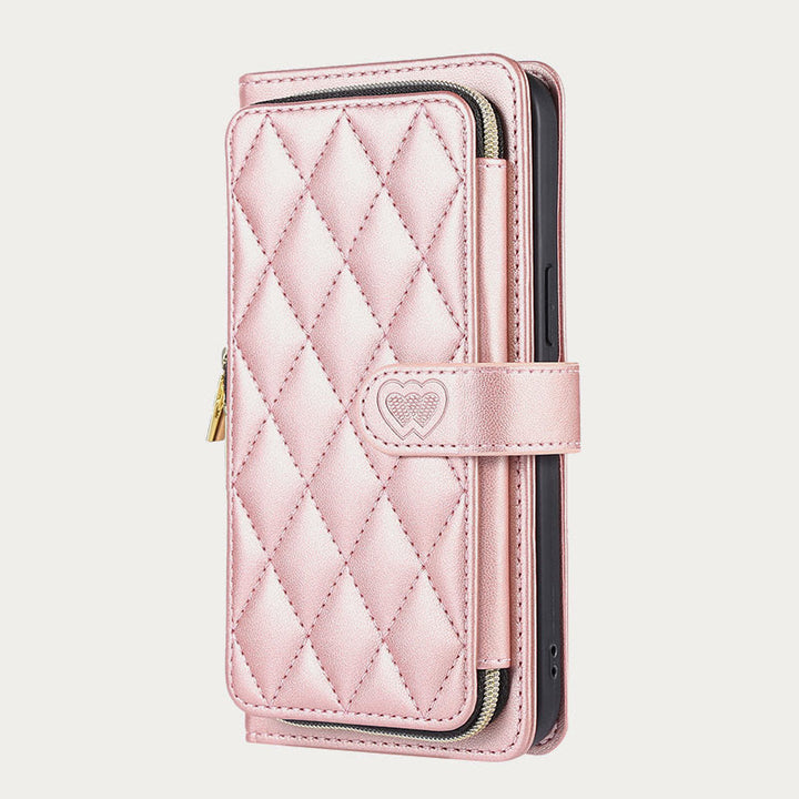 Handyhülle mit Reißverschluss und Clutch für iPhone, mit Umhängegurt und Handschlaufe