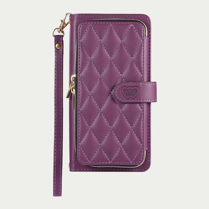 Handyhülle mit Reißverschluss und Clutch für iPhone, mit Umhängegurt und Handschlaufe