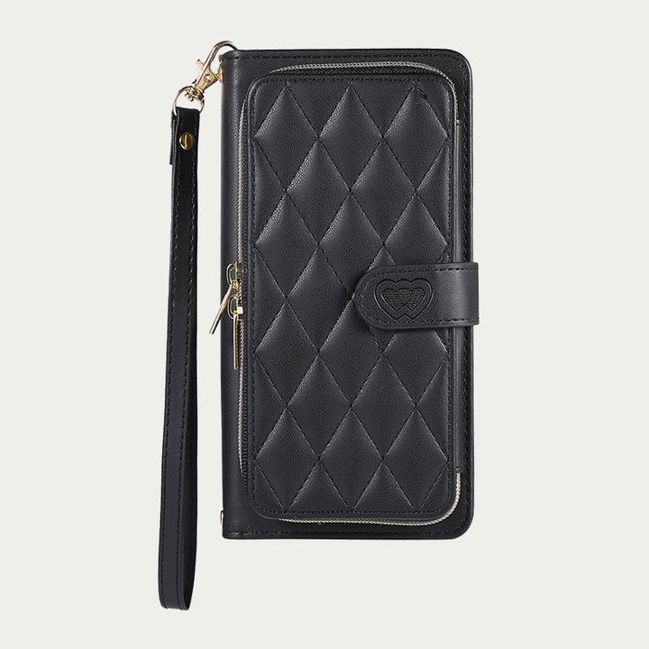 Handyhülle mit Reißverschluss und Clutch für iPhone, mit Umhängegurt und Handschlaufe