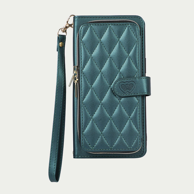Handyhülle mit Reißverschluss und Clutch für iPhone, mit Umhängegurt und Handschlaufe