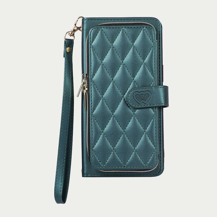 Handyhülle mit Reißverschluss und Clutch für iPhone, mit Umhängegurt und Handschlaufe