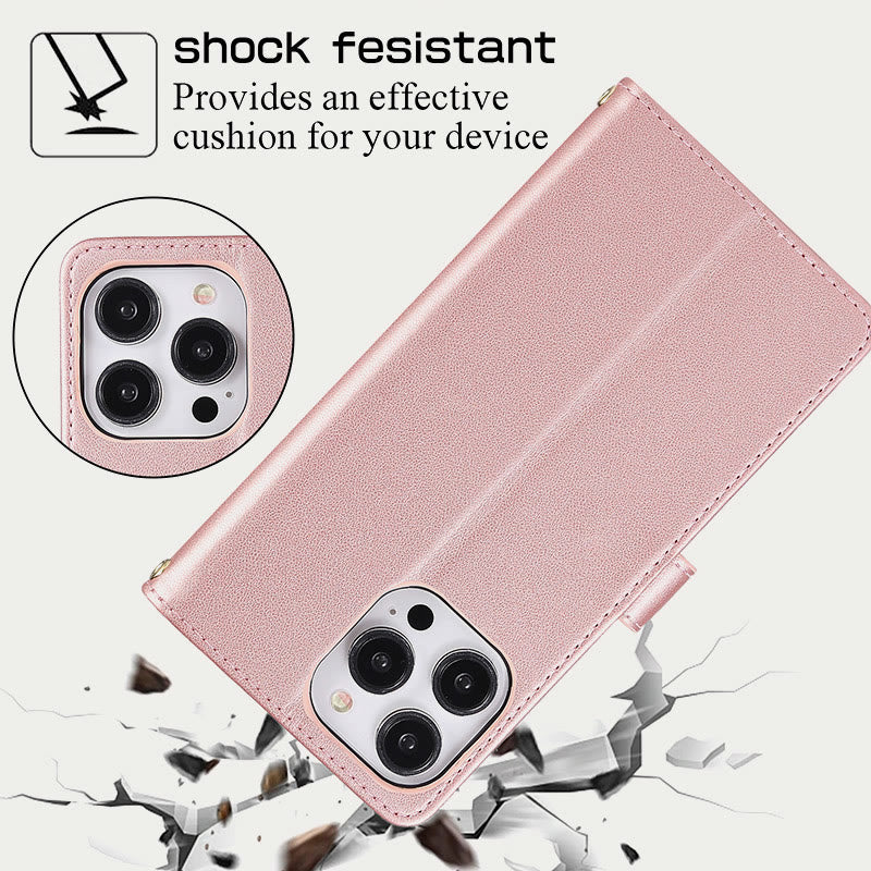 Handyhülle mit Reißverschluss und Clutch für iPhone, mit Umhängegurt und Handschlaufe