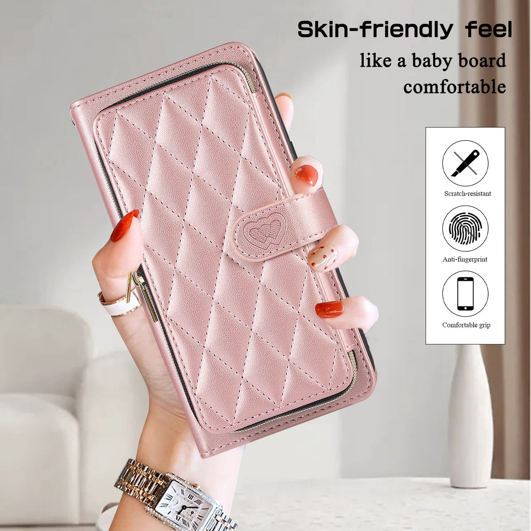 Handyhülle mit Reißverschluss und Clutch für iPhone, mit Umhängegurt und Handschlaufe