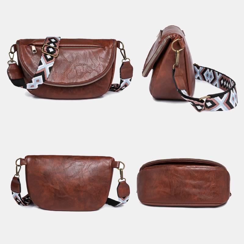 Retro-Umhängetasche für Damen, Bohemia, breiter Riemen, Unterarmtasche
