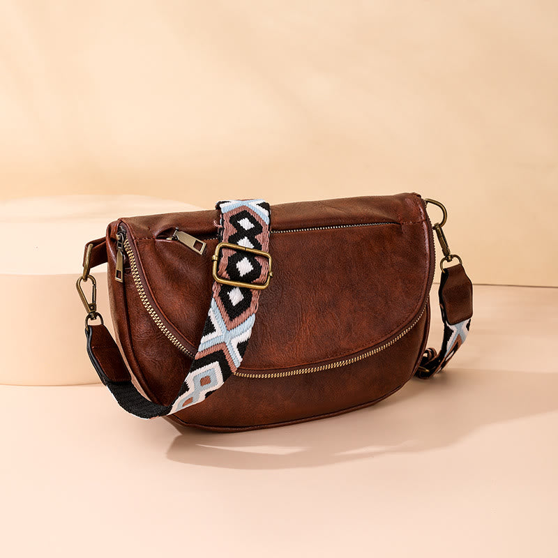 Retro-Umhängetasche für Damen, Bohemia, breiter Riemen, Unterarmtasche
