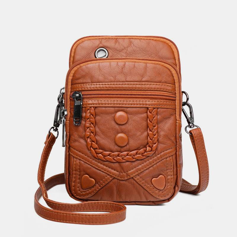 Große Kapazität Retro Handy Tasche Umhängetasche - Schokolade - image 2