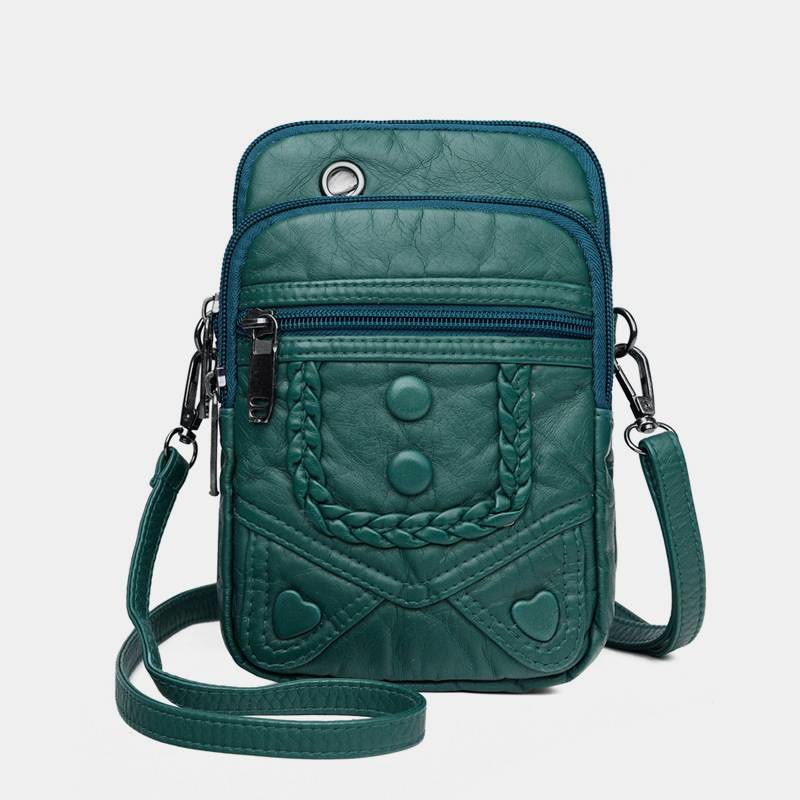Große Kapazität Retro Handy Tasche Umhängetasche - Dunkelgrün - image 19