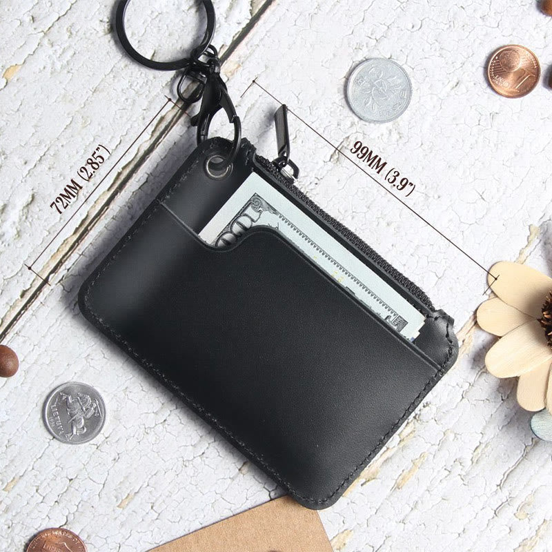 Kleine Geldbörse aus echtem Leder im Retro-Stil mit Reißverschluss und Schlüsselanhänger